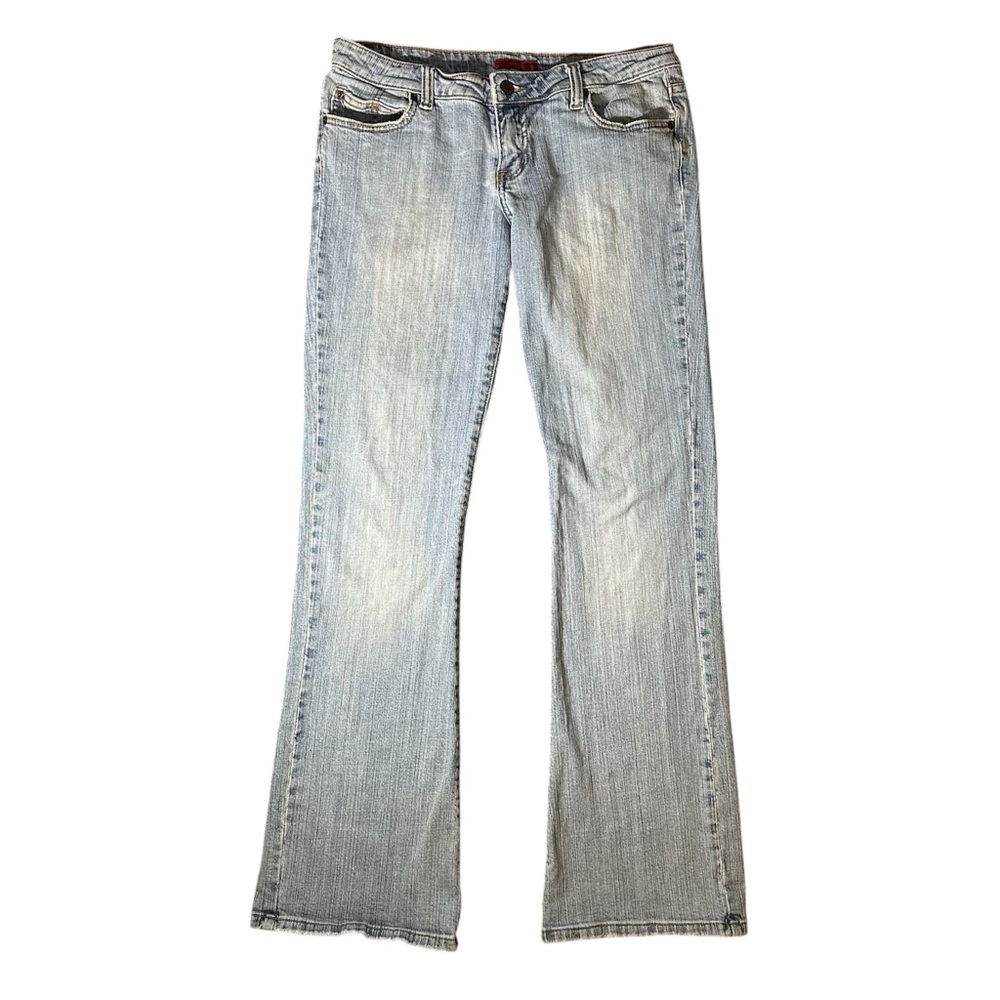 Vintage Gadzooks Low Rise Light Wash Distressed Denim Flares Jeans Size 7